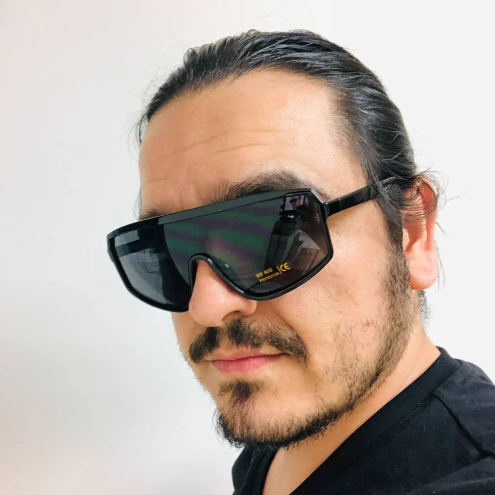 Men Sports Sunglasses Fashion Designer Retro Black‎ Lens Outdoor Driving Large